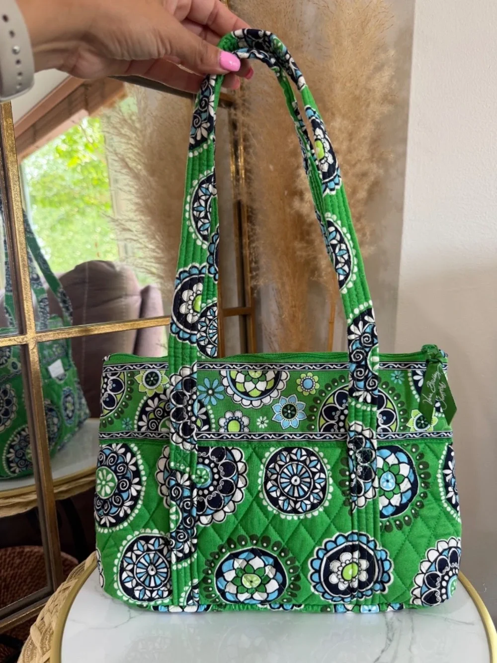 Vera Bradley Cupcake Green Floral Betsy Shoulder Bag Retired Rare Quilted Purse